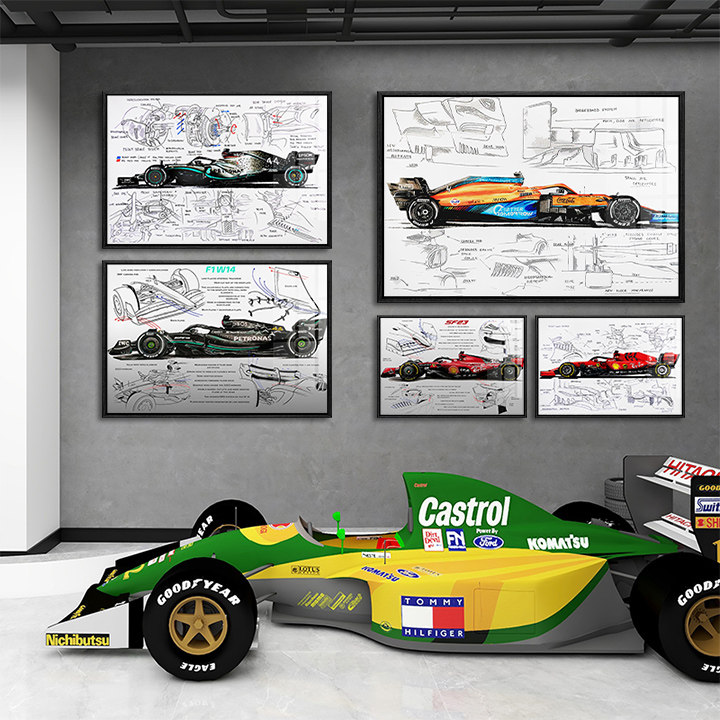 F1赛车结构分解图挂画