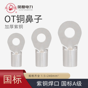 OT铜鼻子冷压接线端子紫铜加厚O型线鼻子圆形裸端子电线接头线耳