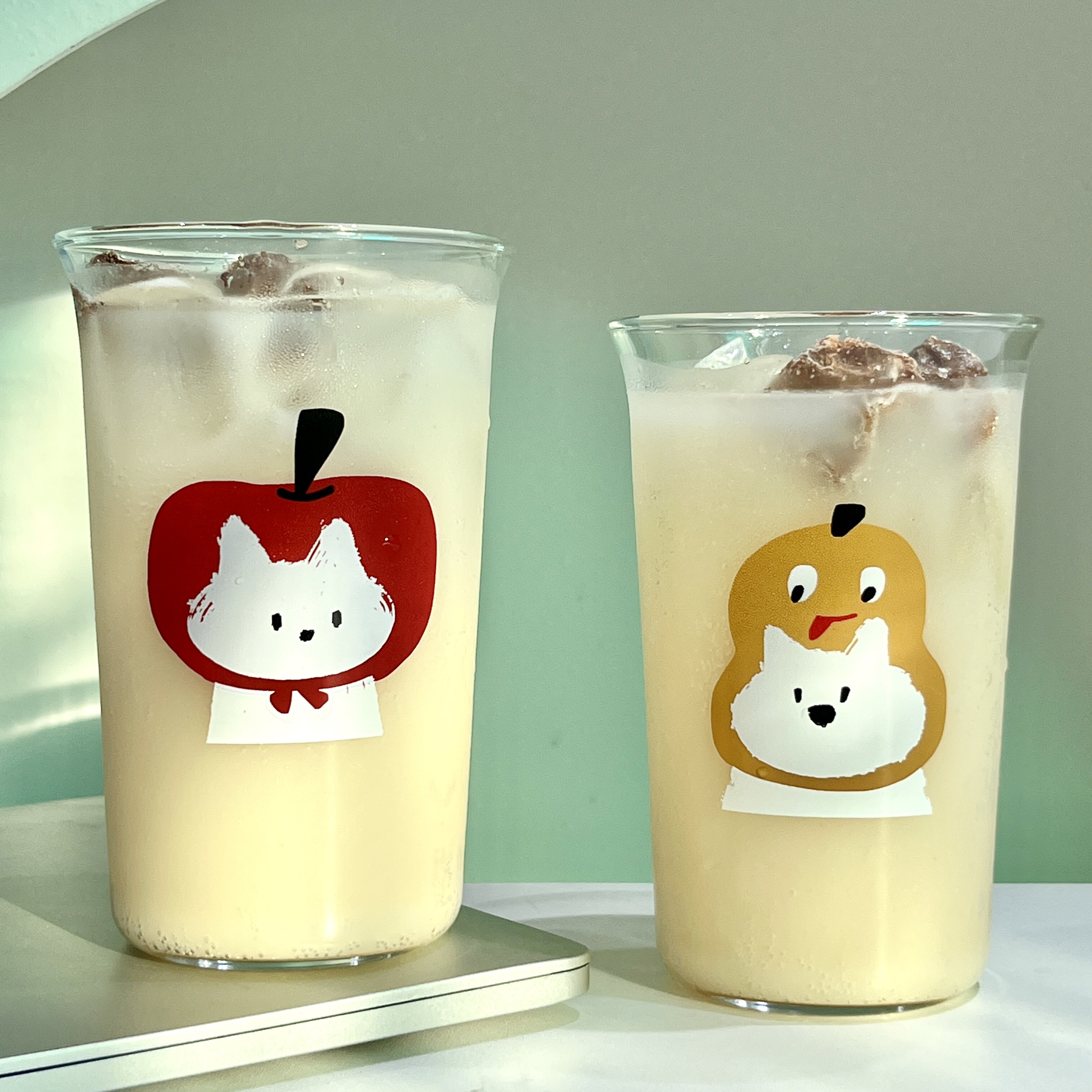 原创ins透明印花玻璃杯翻口杯