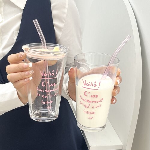 玻璃吸管杯少女心ins风耐高温