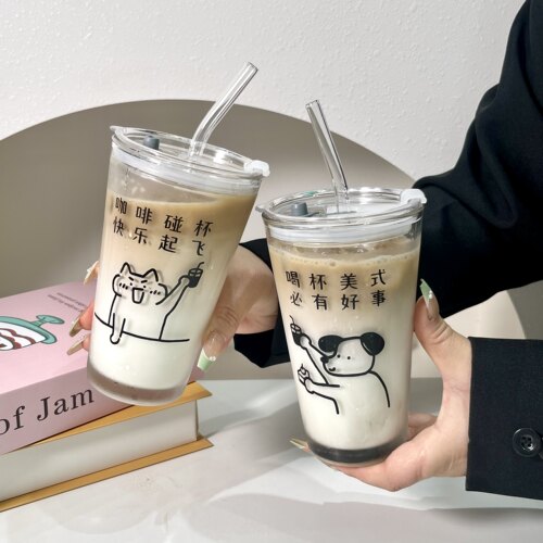 原创小猫ins风吸管水杯咖啡杯