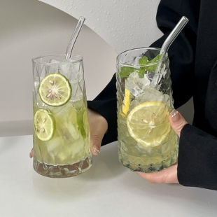 网红钻石水果茶杯玻璃水杯子冰美式 咖啡杯果汁杯冷饮料饮品杯夏季