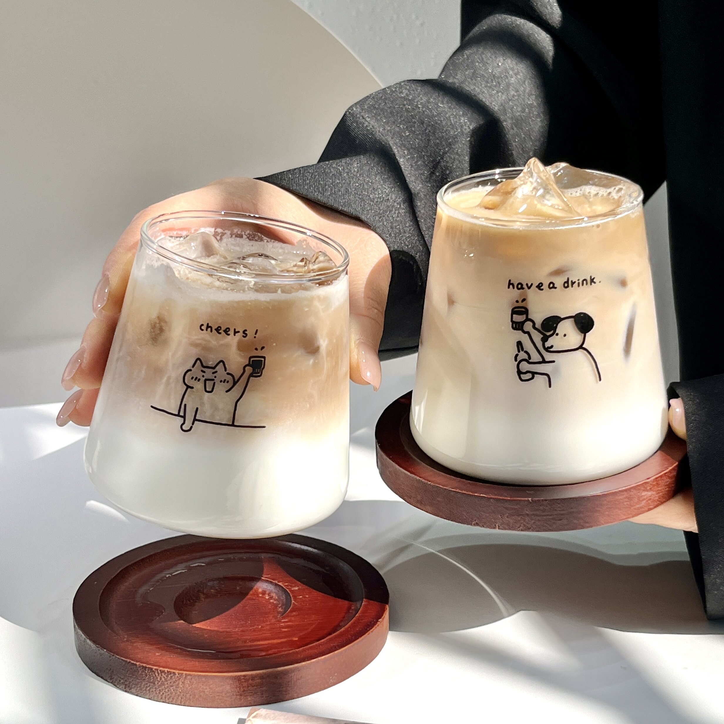 原创可爱耐高温玻璃杯拿铁咖啡杯