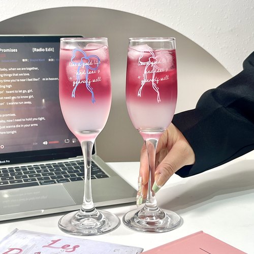 原创蝴蝶结香槟杯少女心高脚杯