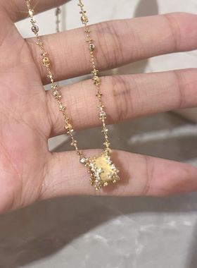 S925纯银镀18K金繁星小蛮腰项链女精致古法拉丝路路通吊坠锁骨链