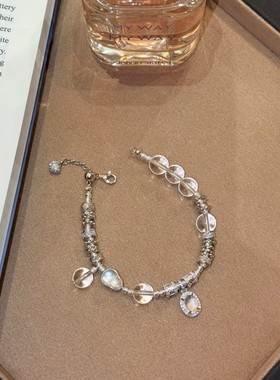 s925纯银龙心同款双a白水晶水沫玉盘缠手链小众设计手串