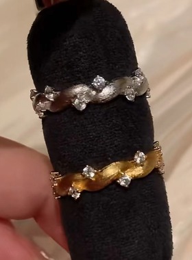 意大利中古拉丝轻奢感植物系925纯银拉丝工艺锻面藤蔓戒指