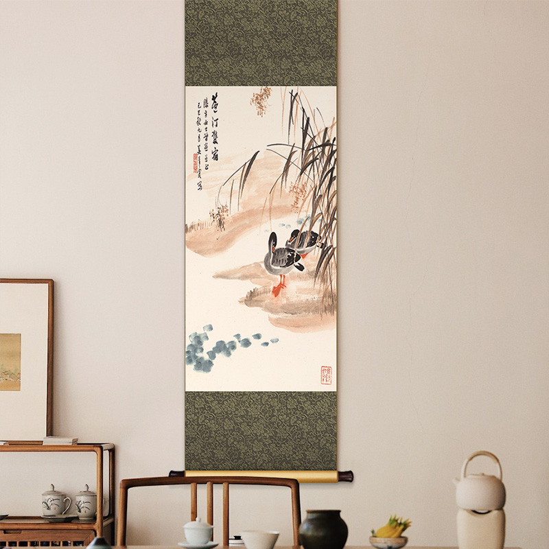 藤芳藏国画新中式卷轴挂画书房茶室花鸟装饰画玄关餐厅背景墙画