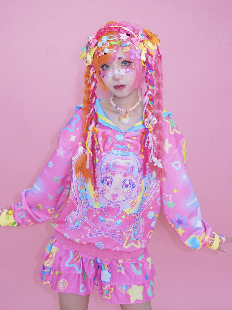 Harajuku Sailor Collar Sweatshirt Thick Winter Decora - Taobao product photo 2