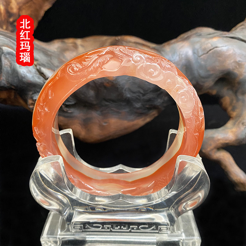 红玛瑙手镯高冰北红原石冰种
