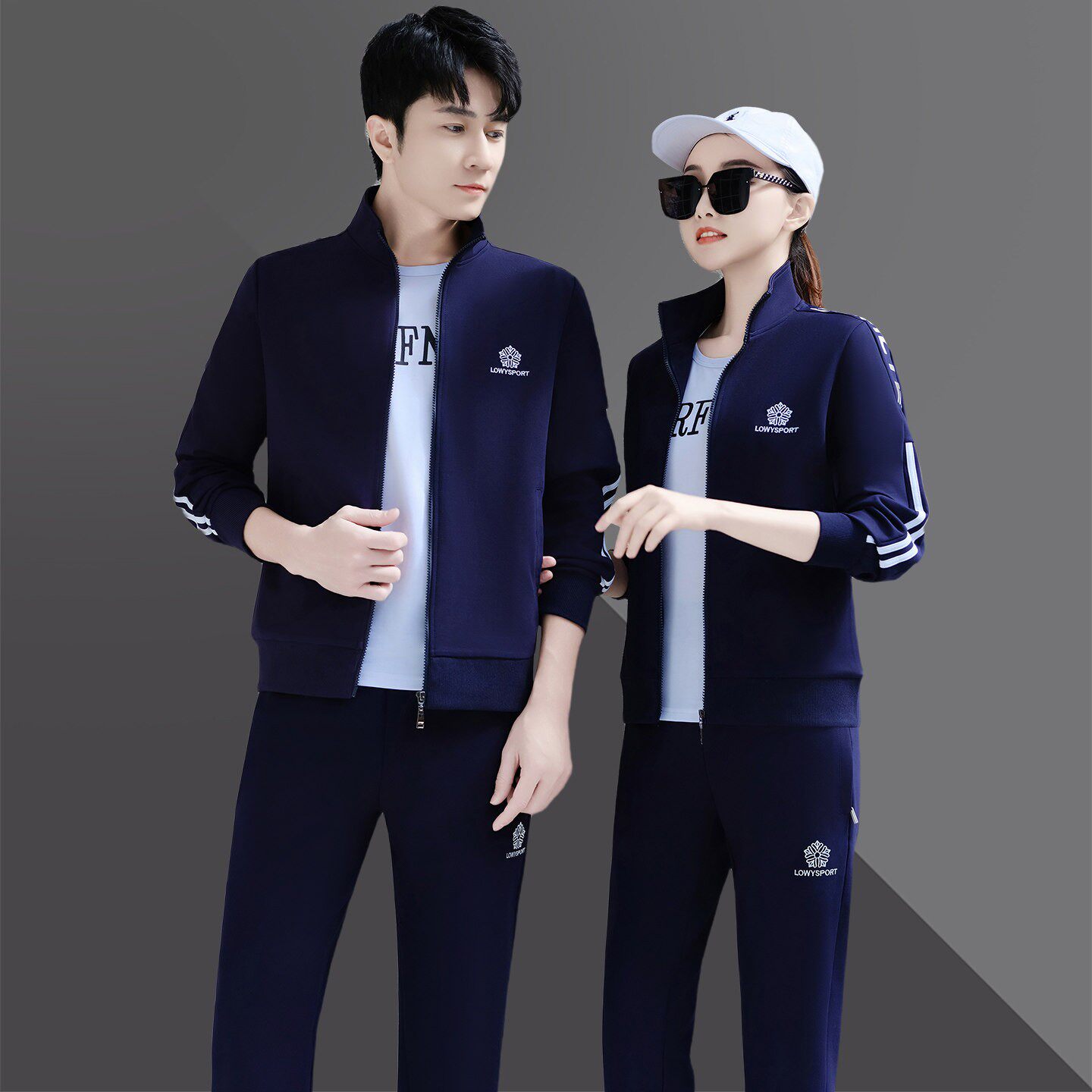 官方迈耐克斯运动套装男士2026新款春秋纯棉卫衣男女休闲服三件套