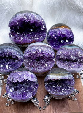 天然紫晶簇开口笑紫晶洞聚宝盆家居办公紫水晶摆件 塔罗 增强场域