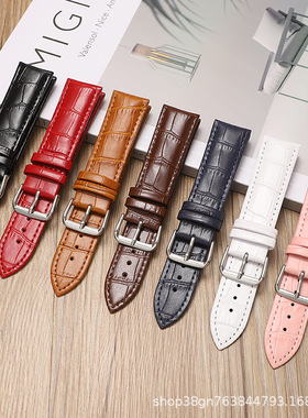 ivilongtail厂直销真皮表带鳄鱼纹竹节针扣手表带七色可选适用