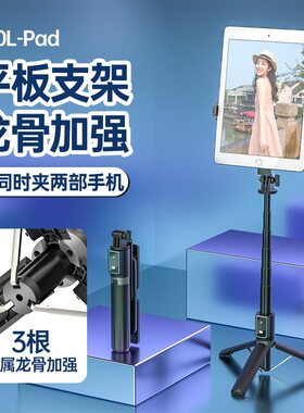 蓝牙双夹折叠落地自拍杆