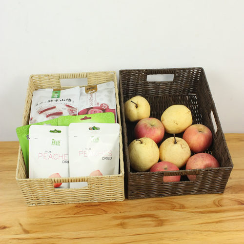 超市陈列展示篮零食收纳框仿藤编