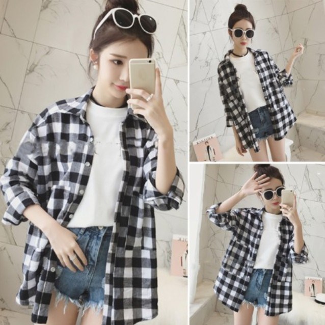 格子衬衫初春女外出中长款衬衣高中透气户外搭配格纹外套女式女人|ruв категории Женская одежда, рубашка - от Buy2taobao.com для оказания профессиональной услуги покупки агента Taobao