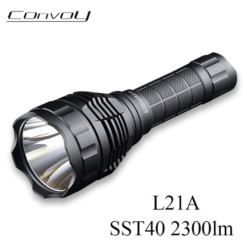 Convoy手电筒黑色L21A -SST40 强光LED远射27100携带探路巡逻露营