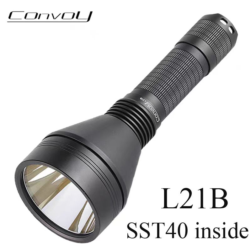 Convoy手电筒黑色L21B SST40强光远射 21700电池携带户外徒步探险
