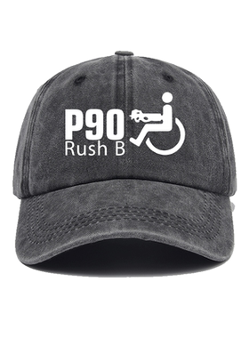 CSGO反恐精英周边RUSH B P90游戏帽子棒球帽做旧男女鸭舌帽遮阳帽