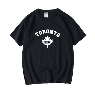 加拿大多伦多大学TORONTO IRISH枫叶标志T恤短袖ins圆领大码宽松