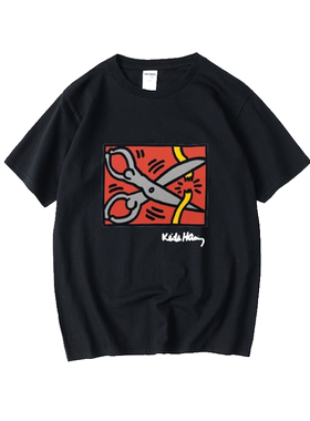 欧美波普风潮牌keithharing凯斯哈林涂鸦联名T恤短袖打底衫衣服女