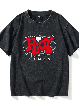 LOL周边衣服 roit拳头公司LOGO 员工教练T恤短袖白色衣服女男圆领