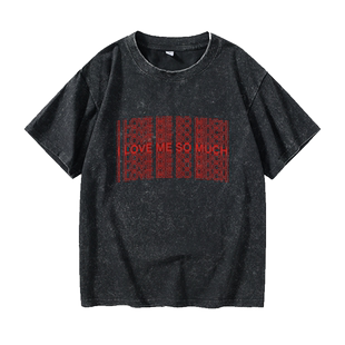 我太爱我了i love me so much联名款T恤短袖新款衣服女男圆领大码