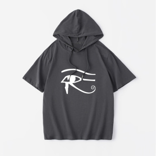 荷鲁斯之眼Horus埃及鹰头神T恤短袖 简约衣服女男连帽背心宽松夏季