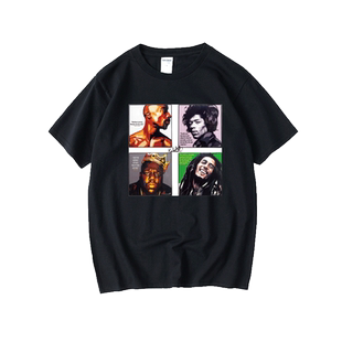 Tupac Biggie 2Pac嘻哈街头T恤短袖时尚衣服男女圆领大码宽松夏季