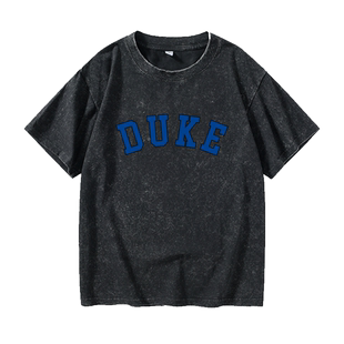 DUKE 杜克大学T恤短袖慵懒风衣服女男圆领大码宽松夏季情侣装棉上