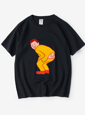 Joan cornella 趣味插画恶搞创意印花T恤短袖Oversize衣服女男圆