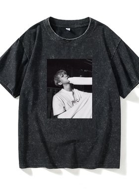 新款BBH边伯贤同款prive人像T恤短袖bf风衣服女男圆领大码宽松夏