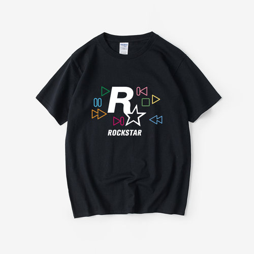 GTA游戏5公司R星Rockstar Games电玩周边T恤短袖潮衣服女男圆领大