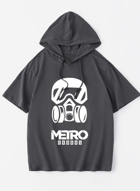 PS4 XBOX电玩游戏周边 地铁离去T恤短袖白色衣服女男连帽背心宽松