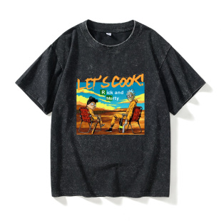 宽松夏季 衣服女男圆领大码 新品 瑞克与和莫蒂联名梵高呐喊T恤短袖