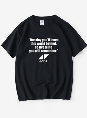Avicii周边A神百大电音DJ艾维奇纪念流行摇滚T恤短袖简约衣服男女