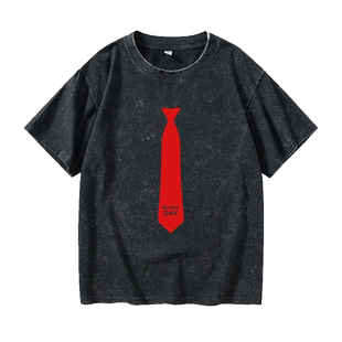 绿日乐队Green Day领带印花朋克摇滚乐队DJT恤短袖新款衣服女男圆