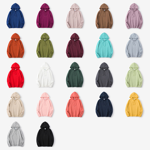 纯色空白糖果色连帽套头卫衣 宽松套头带帽日系原创潮男女情侣装