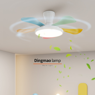 现代简约吸顶灯卧室餐厅书房彩色扇叶温馨护眼灯具智能变频风扇灯