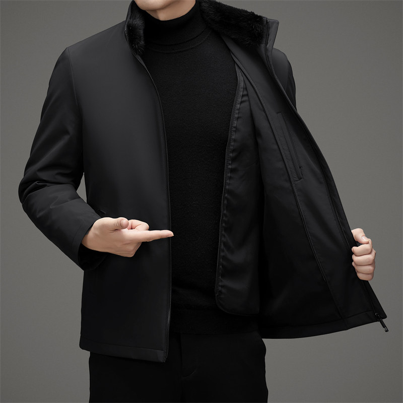 男中老年毛领水貂绒内胆可拆羽绒服冬季派克服品质外套M72308P310,男装羽绒服,星座804（原QT730）