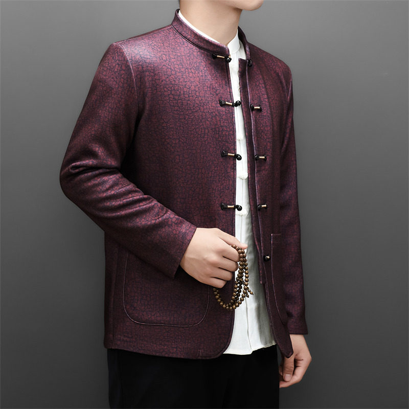 老人印花加绒唐装男风冬季爸爸中式品质外套XZ804/M25318P180,男装民族服装,星座804（原QT730）