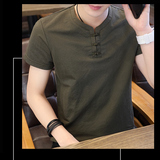 跑量纯色风夏季青年修身T恤9810P40军绿色，男装民族服装，星座804（原QT730）