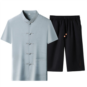 25年夏季仿真丝高端唐装男士中老年风新中式汉服MB9301P96图片