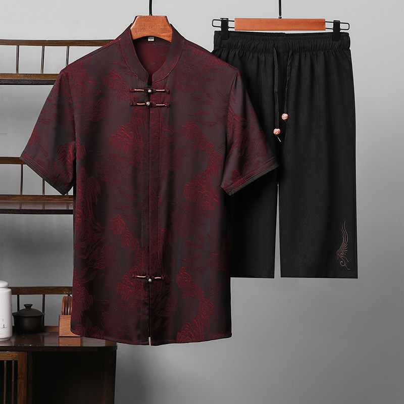 夏季唐装套装高端男士中老年风新中式汉服MB5108P115,男装民族服装,星座804（原QT730）