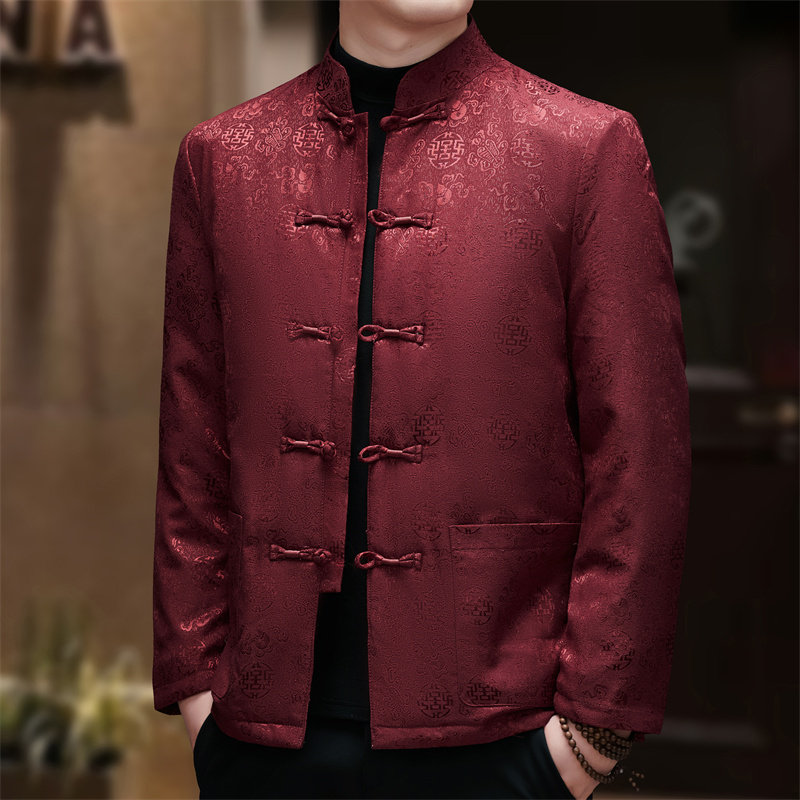 风冬季老人印花羽绒服爸爸唐装汉服男D2009P190,男装民族服装,星座804（原QT730）