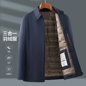 25年冬季中老年商务羽绒服白鸭绒内胆可拆J231P200图片
