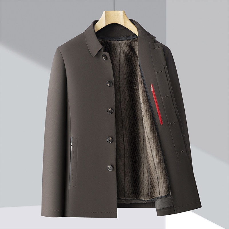 貂绒内胆可拆冬季高品中老年纯色商务羽绒服XZ804/M5188P235挂拍,男装羽绒服,星座804（原QT730）