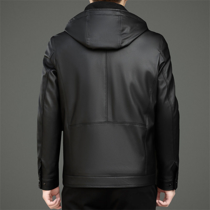 皮羽绒25年冬季新款中老年男士帽可脱卸羽绒服皮夹克M76678P230,男装羽绒服,星座804（原QT730）