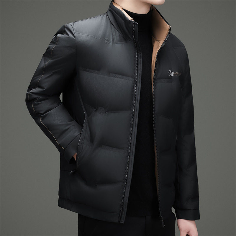 冬季立领商务羽绒服绣标中老年保暖外套XZ804/M6902P205,男装羽绒服,星座804（原QT730）