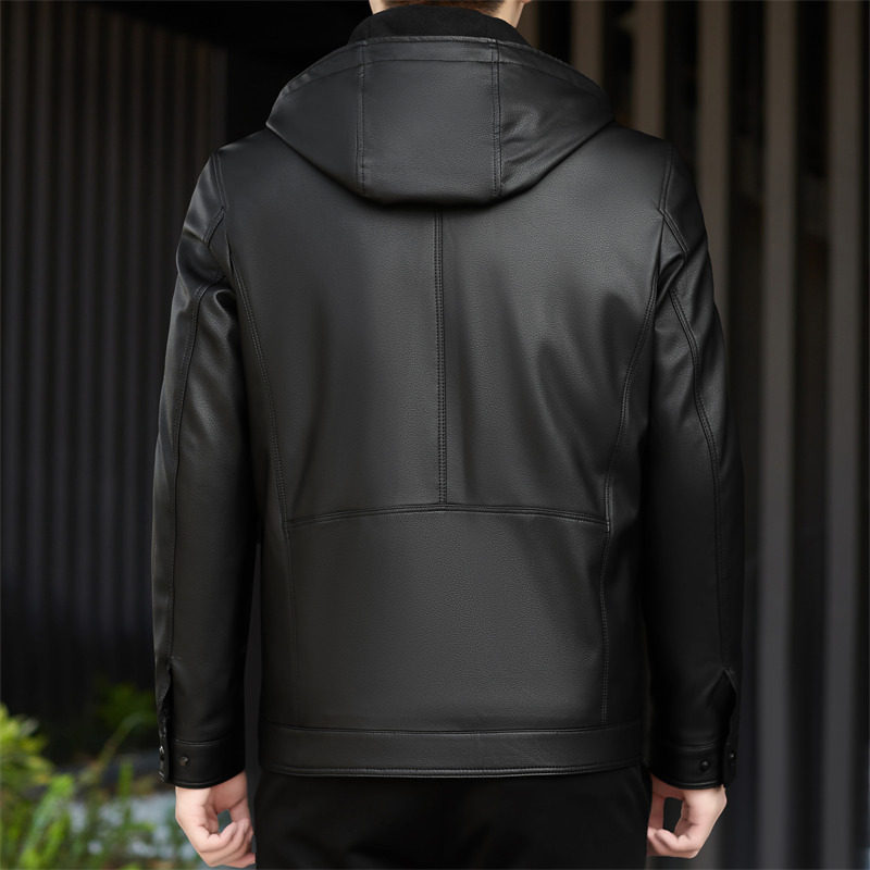 中老年皮羽绒服25年冬季新款帽可脱卸羽绒服皮夹克M76678P230外景,男装羽绒服,星座804（原QT730）